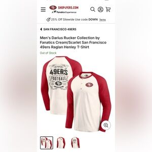 Darius Rucker Fanatics 49ers (NFL) Cream and Red Long Sleeve Henley